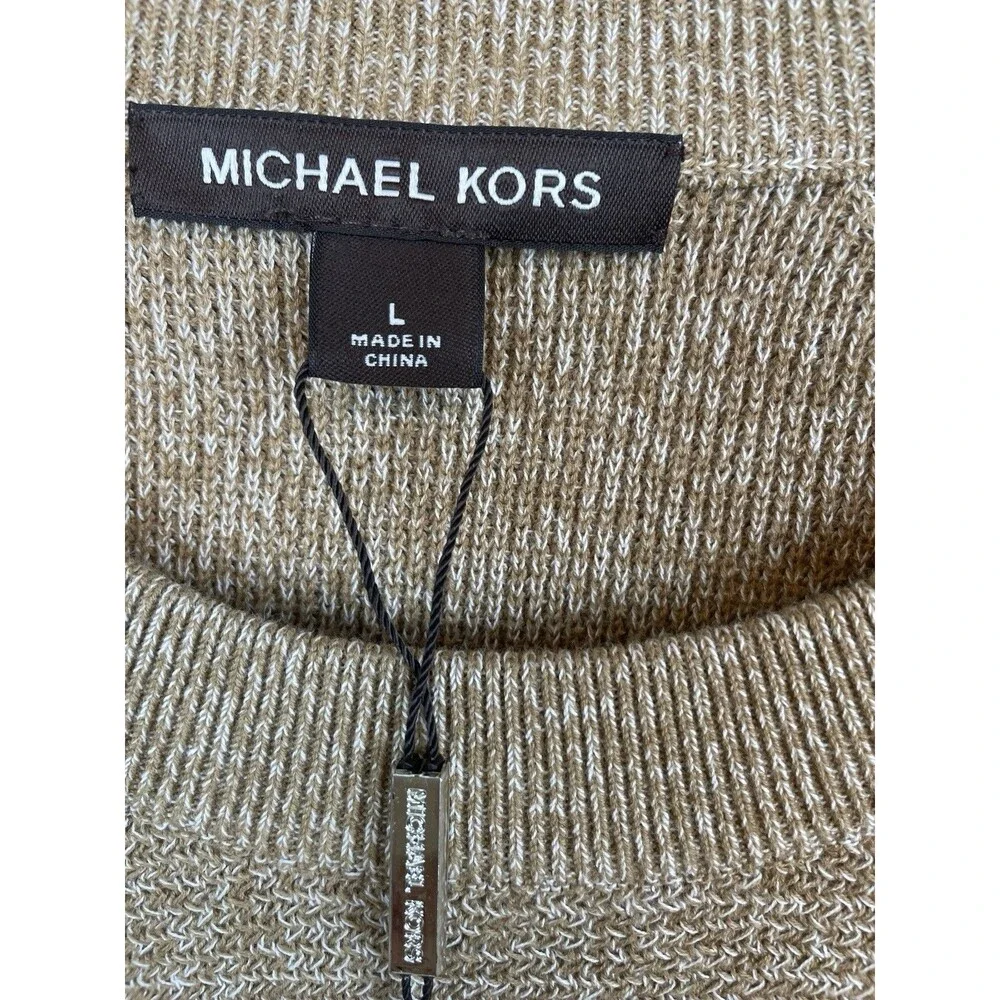 Michael Kors Men's L Modern-Fit Textured Mouline Sweater Dark Camel